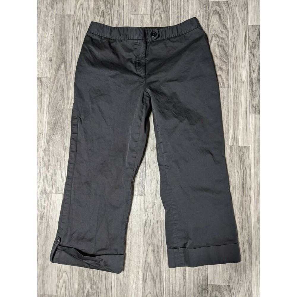 (3/$35) Ann Taylor Womens‎ Size 6 Buttoned Pockets Cuffed Black Capris